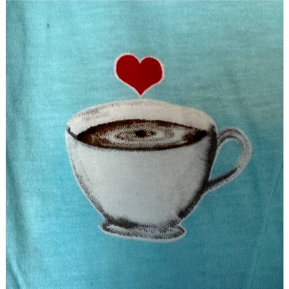 Coffee Lover Blue Pajama Bottoms SMALL Drawstring PJ's Cozy Zoe NEW no Tags $53 - Picture 7 of 8